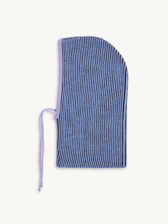 wełniany komin kaptur merino  balaclava wool icy stripes niebieski w paski 