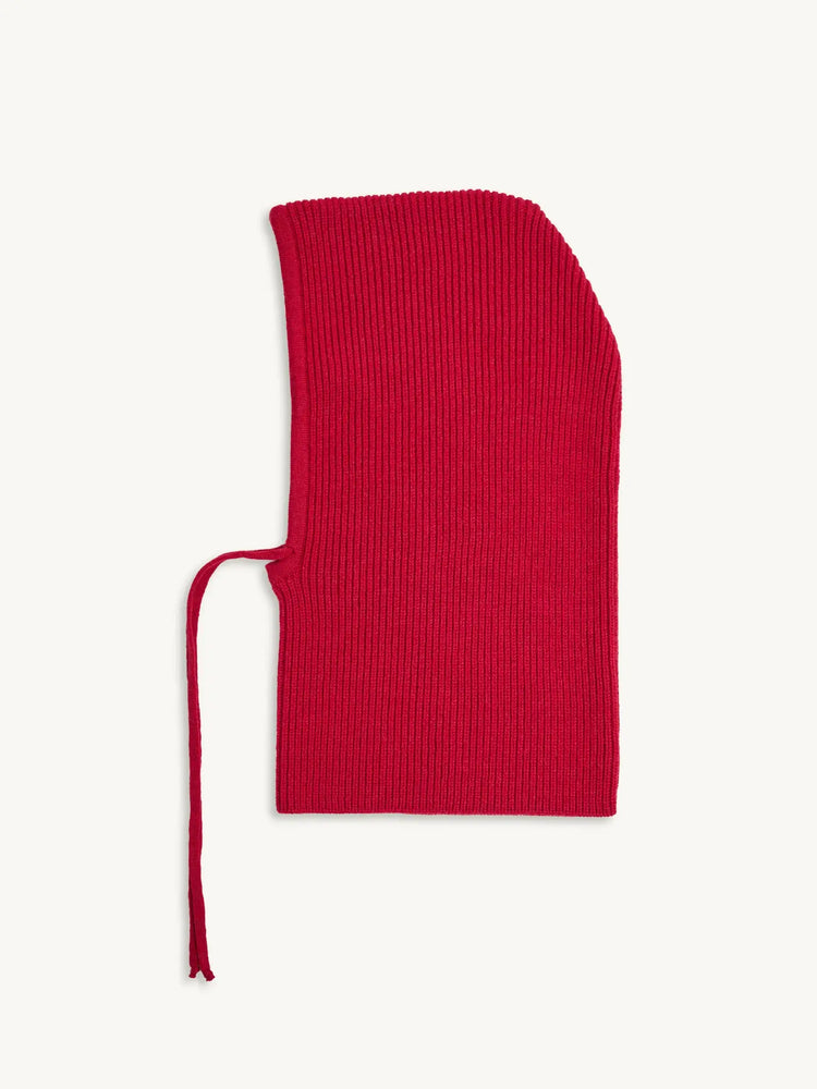 wełniany komin kaptur merino czerowny retro red balaclava bok 