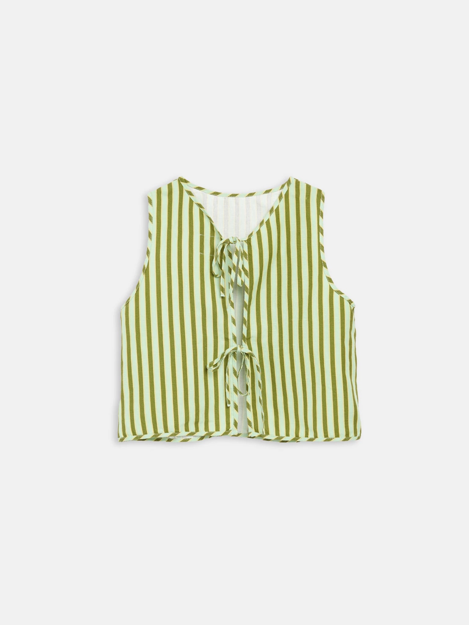 lniany zestaw bluzka wiązana spodnie w paski zielony  ice matcha linen set blouse pants trousers leinen hose bluse 