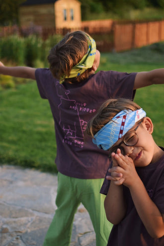 wielofunkcyjna bandana 50x50 wiskoza happy lobster niebieska błękitna czerwone detale dzieci chłopcy stylizacje