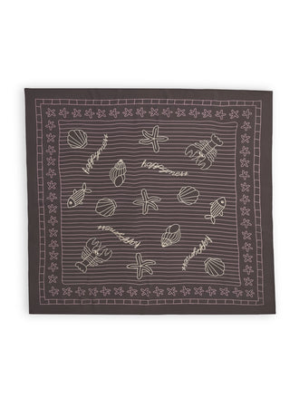 wielofunkcyjna bandana wiskoza 80x80 nadruk brązowa ocean picnic