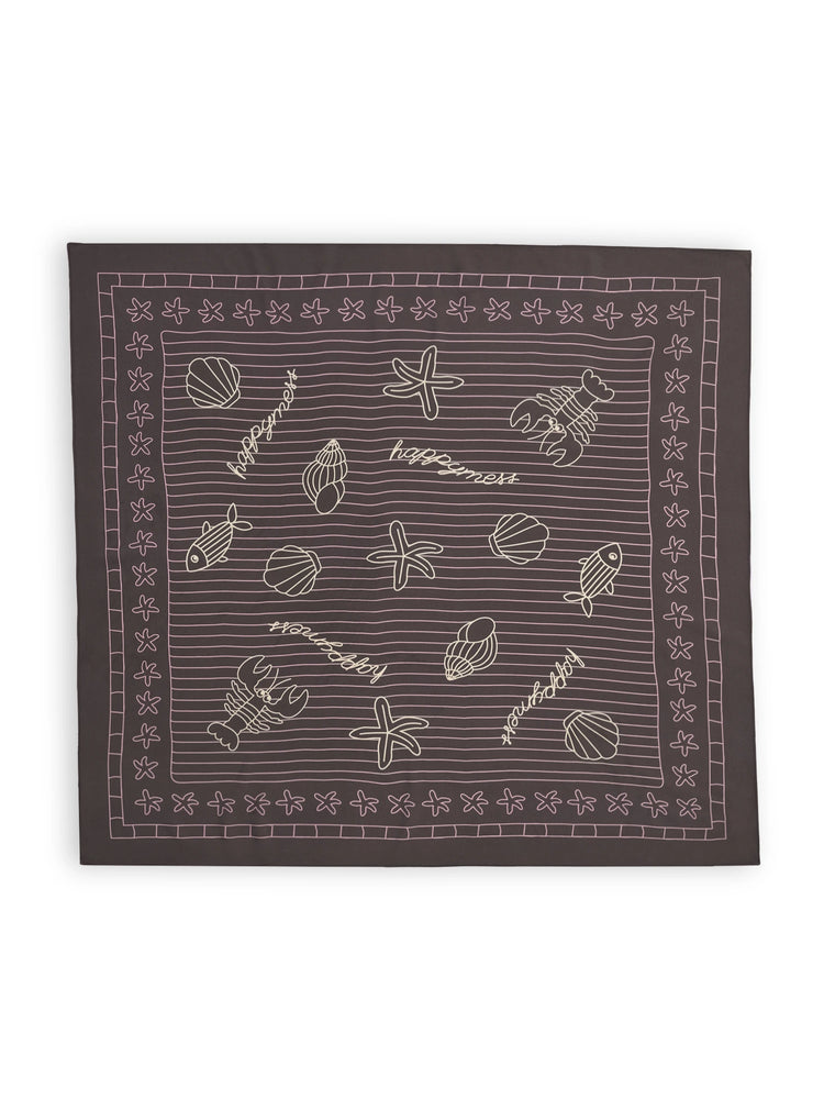 wielofunkcyjna bandana wiskoza 80x80 nadruk brązowa ocean picnic