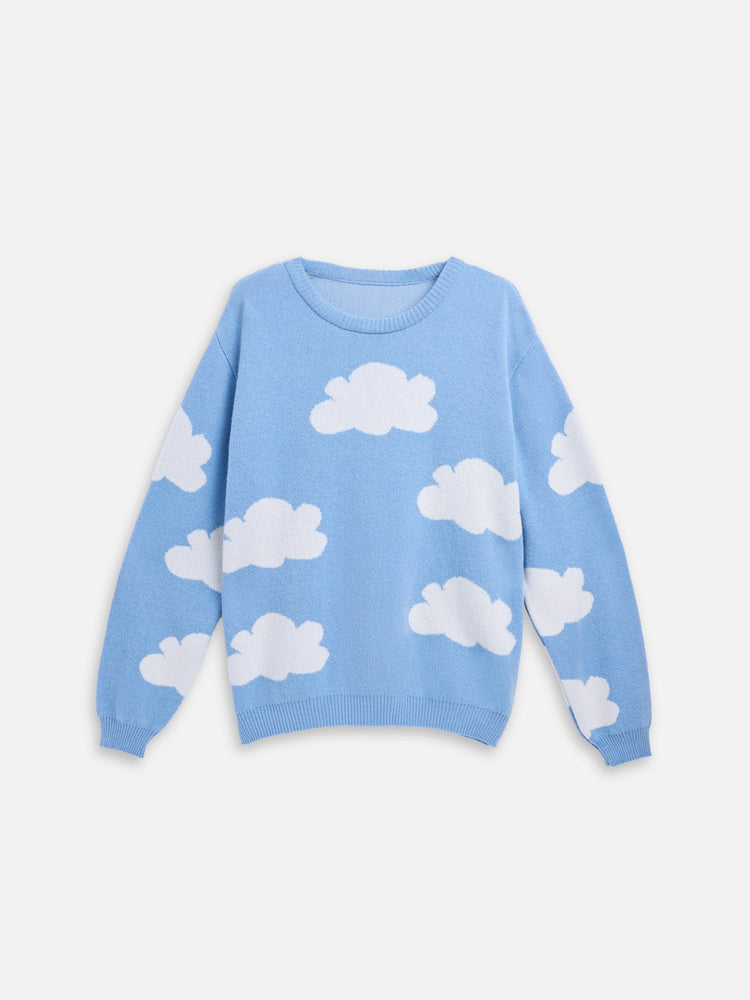 sweter cloudy unisex chmury błękitny niebieski wool blend sweater pullover 