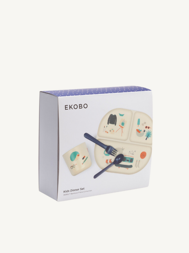 zestaw obiadowy dla dzieci kid dinner set royal blue opakowanie